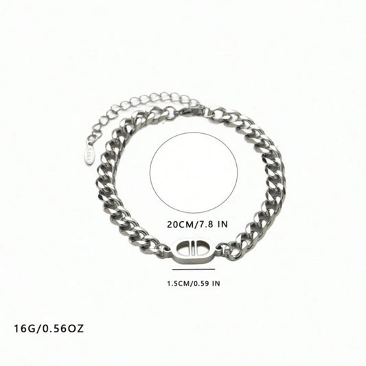 Durable Unisex Bold Stainless Steel Cuban Link Bracelet – Waterproof & Non-Tarnish Finish