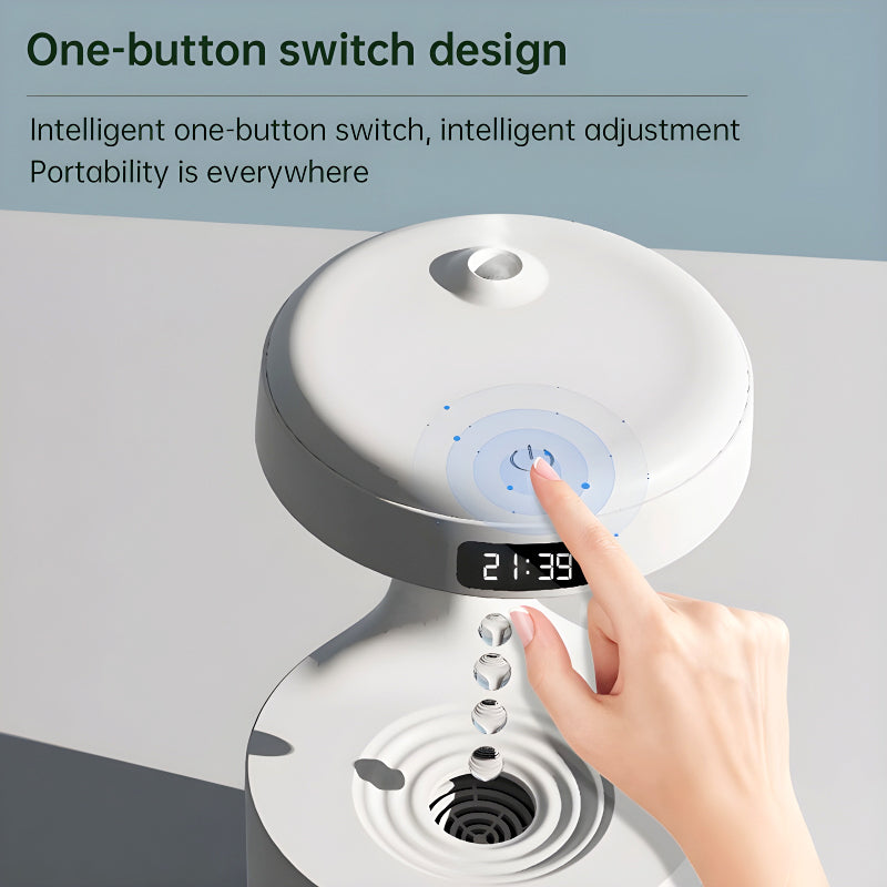 600ml Anti-Gravity Cool Mist Humidifier with Clock & Aroma Diffuser