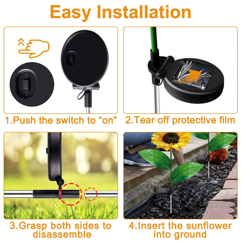 BrightBloom Solar Sunflower Outdoor Decoration Set
