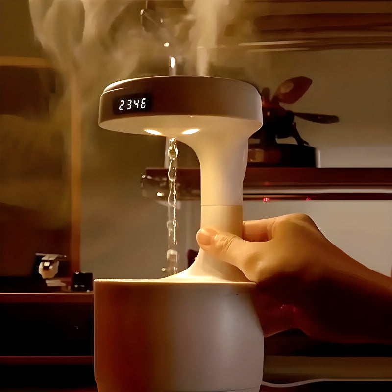 600ml Anti-Gravity Cool Mist Humidifier with Clock & Aroma Diffuser
