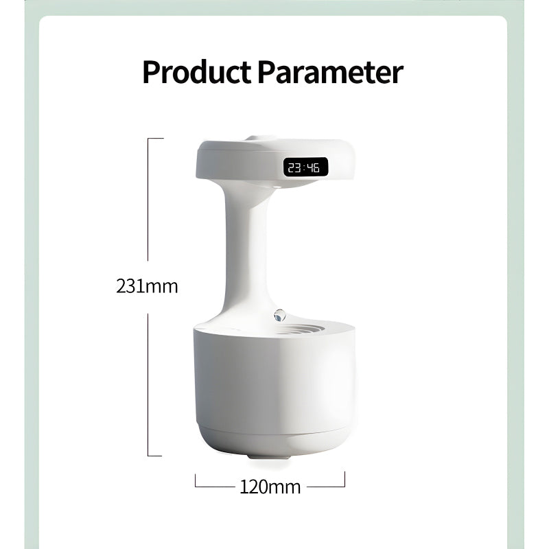 600ml Anti-Gravity Cool Mist Humidifier with Clock & Aroma Diffuser