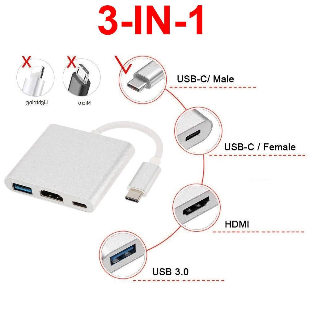 3-in-1 USB-C to HDMI & USB 3.0 Multiport Adapter
