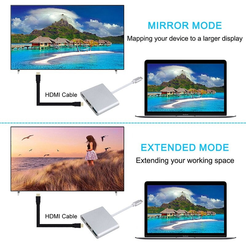 3-in-1 USB-C to HDMI & USB 3.0 Multiport Adapter