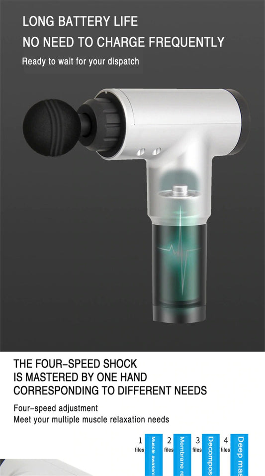 Fitness Muscle Relaxer – Pain & Soreness Relief with 4 Interchangeable Massage Heads