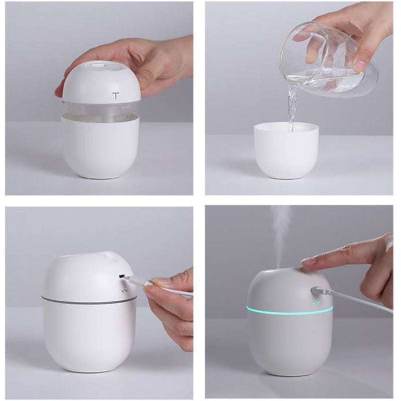 200ml Mini Portable Humidifier with USB Charging & LED Night Light