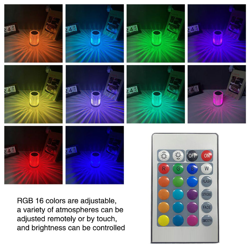 CrystalGlow™ USB Rechargeable RGB Touch Table Lamp