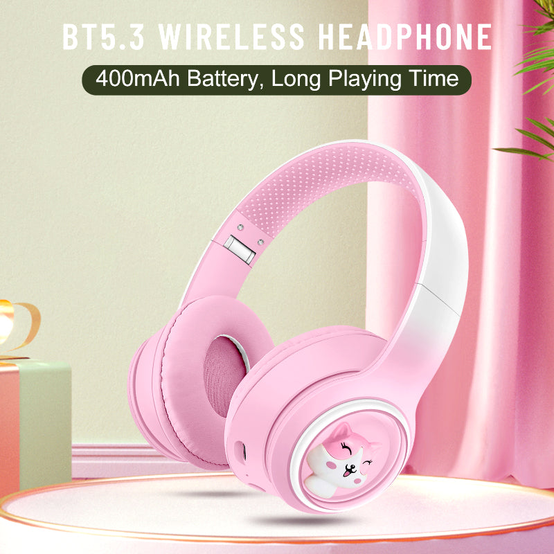 AKZ-08 Cartoon Design Bluetooth 5.3 Wireless Headphones – Hi-Res Audio, Long Battery, Built-in Mic