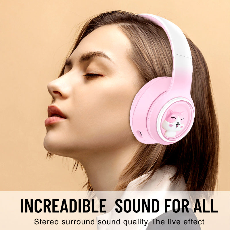 AKZ-08 Cartoon Design Bluetooth 5.3 Wireless Headphones – Hi-Res Audio, Long Battery, Built-in Mic