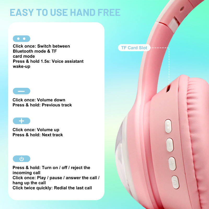 AKZ-08 Cartoon Design Bluetooth 5.3 Wireless Headphones – Hi-Res Audio, Long Battery, Built-in Mic