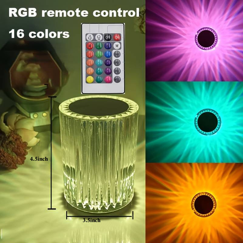CrystalGlow™ USB Rechargeable RGB Touch Table Lamp
