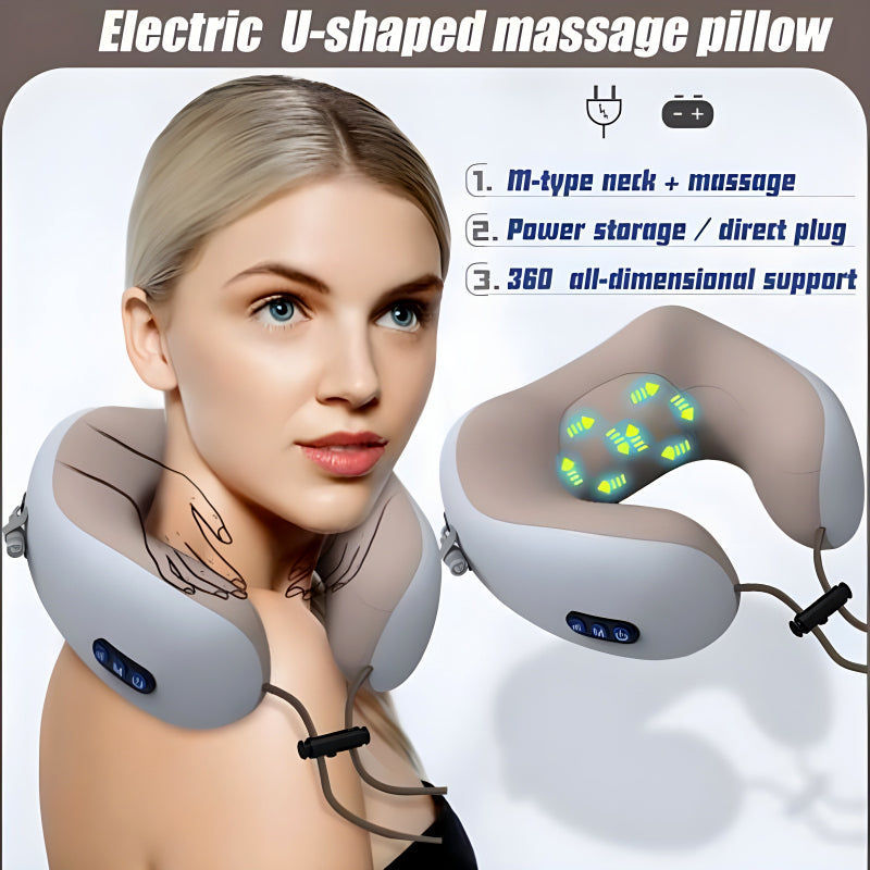 Compact & Versatile Electric U-Shaped Massage Pillow – Perfect for Home, Car & Outdoor Relaxation