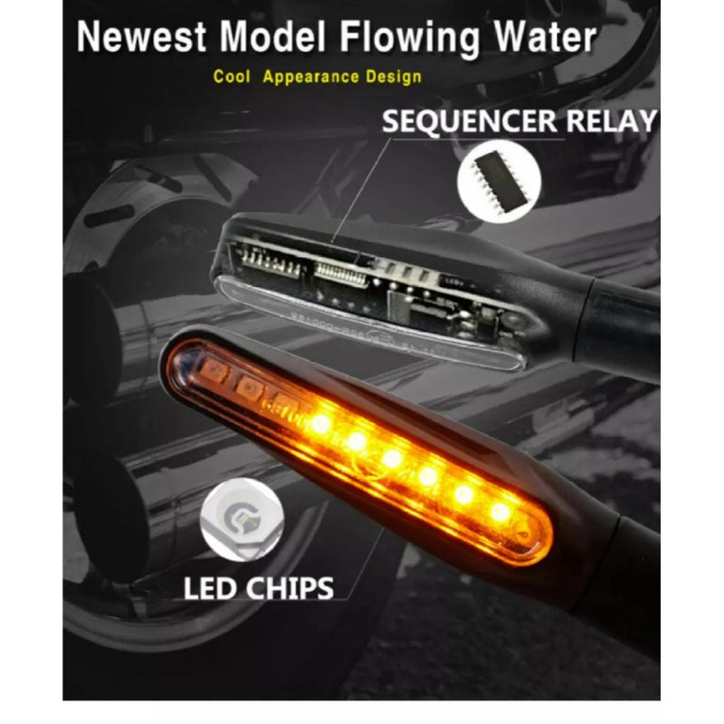 (2PCS) Universal Audi-Style LED Flowing Turn Signal Lights – Dynamic Indicators for All Motorcycles