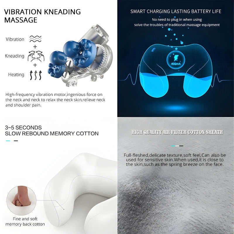 Compact & Versatile Electric U-Shaped Massage Pillow – Perfect for Home, Car & Outdoor Relaxation