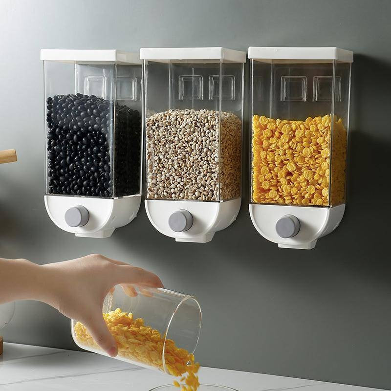 1500ml Wall-Mounted Transparent Grain Storage Box – Eco-Friendly Kitchen Organizer