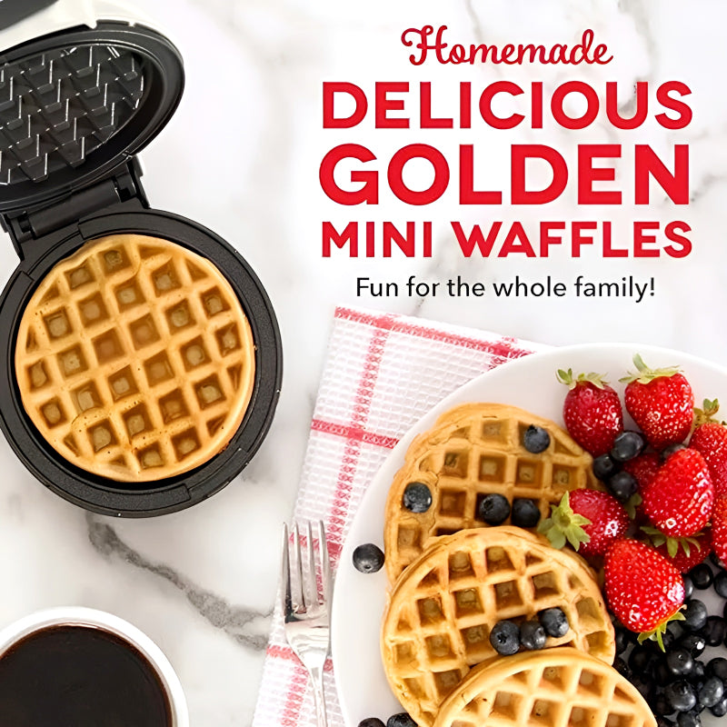 Compact 4-Inch Electric Mini Waffle Maker – Fast, Easy & Non-Stick