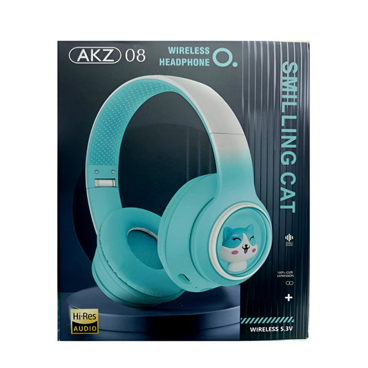 AKZ-08 Cartoon Design Bluetooth 5.3 Wireless Headphones – Hi-Res Audio, Long Battery, Built-in Mic